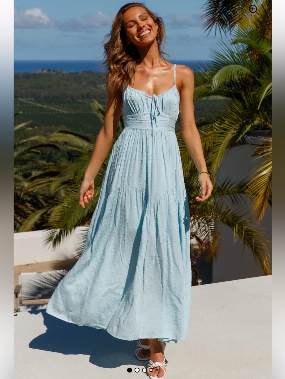 Hello Molly Chain Of Daisies Maxi Dress Ice Blue